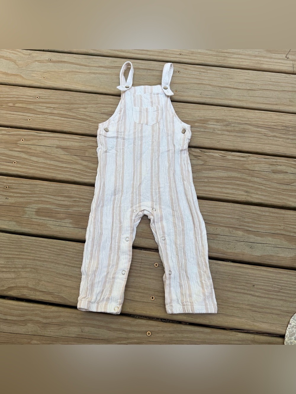 Rylee + Cru Cream & Tan Gauze Overalls